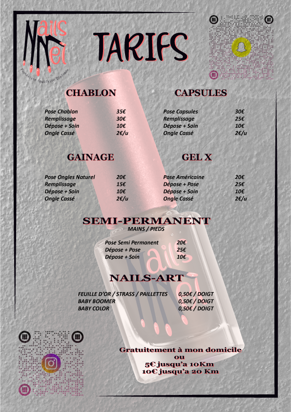 feuille de tarif pour prothese ongulaire